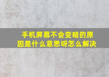 手机屏幕不会变暗的原因是什么意思呀怎么解决