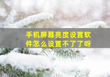 手机屏幕亮度设置软件怎么设置不了了呀