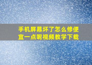 手机屏幕坏了怎么修便宜一点呢视频教学下载