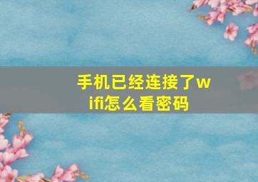 手机已经连接了wifi怎么看密码