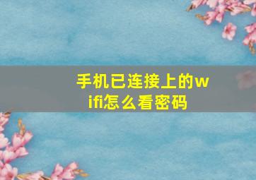 手机已连接上的wifi怎么看密码