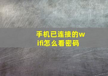 手机已连接的wifi怎么看密码