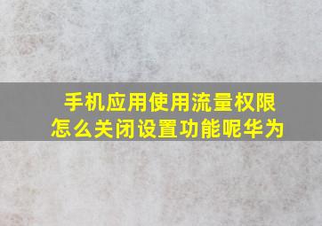 手机应用使用流量权限怎么关闭设置功能呢华为