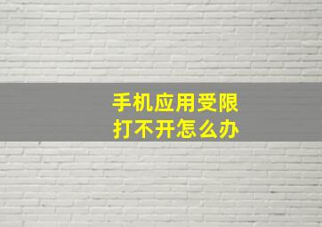 手机应用受限 打不开怎么办