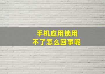 手机应用锁用不了怎么回事呢