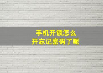 手机开锁怎么开忘记密码了呢