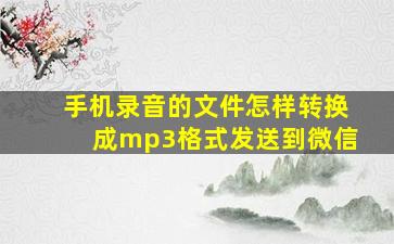 手机录音的文件怎样转换成mp3格式发送到微信