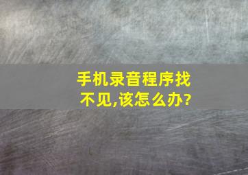 手机录音程序找不见,该怎么办?