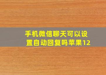 手机微信聊天可以设置自动回复吗苹果12