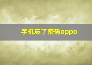 手机忘了密码oppo