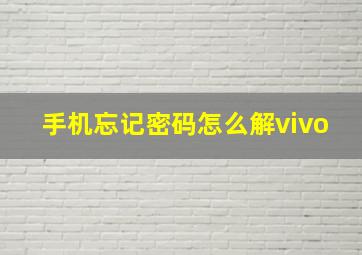 手机忘记密码怎么解vivo