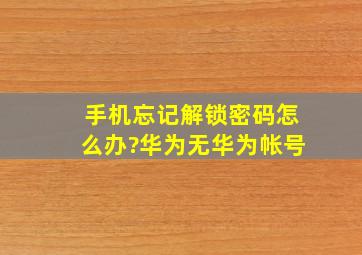 手机忘记解锁密码怎么办?华为无华为帐号