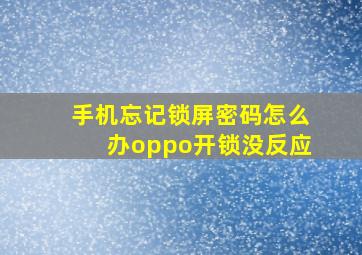 手机忘记锁屏密码怎么办oppo开锁没反应