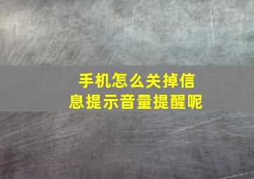 手机怎么关掉信息提示音量提醒呢