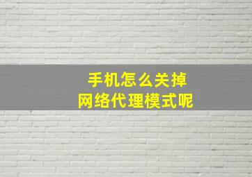 手机怎么关掉网络代理模式呢