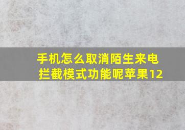 手机怎么取消陌生来电拦截模式功能呢苹果12