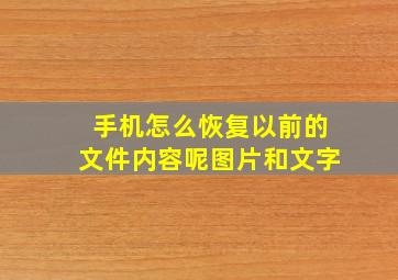 手机怎么恢复以前的文件内容呢图片和文字