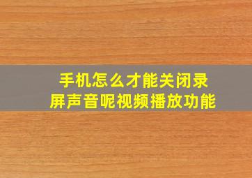 手机怎么才能关闭录屏声音呢视频播放功能