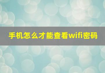 手机怎么才能查看wifi密码