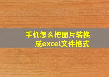 手机怎么把图片转换成excel文件格式