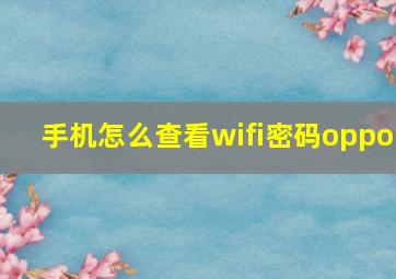 手机怎么查看wifi密码oppo