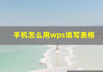 手机怎么用wps填写表格