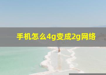 手机怎么4g变成2g网络