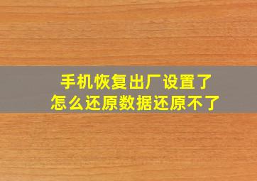 手机恢复出厂设置了怎么还原数据还原不了