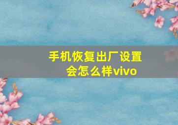 手机恢复出厂设置会怎么样vivo