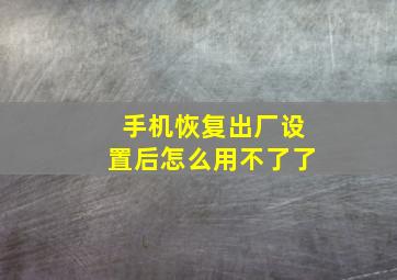 手机恢复出厂设置后怎么用不了了