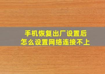 手机恢复出厂设置后怎么设置网络连接不上