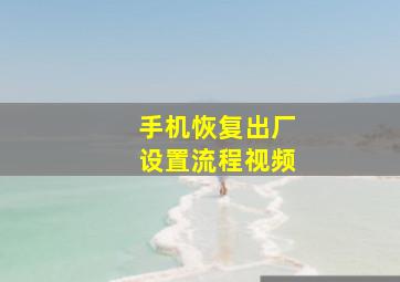 手机恢复出厂设置流程视频