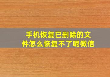 手机恢复已删除的文件怎么恢复不了呢微信