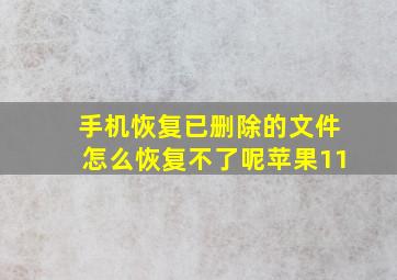 手机恢复已删除的文件怎么恢复不了呢苹果11