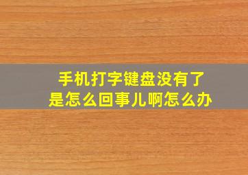 手机打字键盘没有了是怎么回事儿啊怎么办