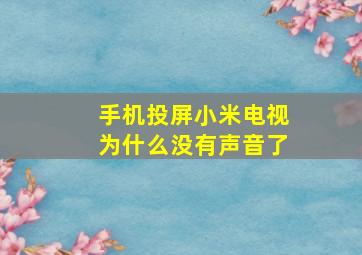 手机投屏小米电视为什么没有声音了