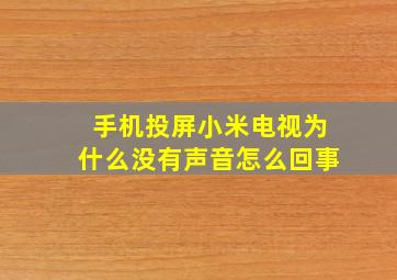 手机投屏小米电视为什么没有声音怎么回事