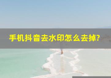 手机抖音去水印怎么去掉?