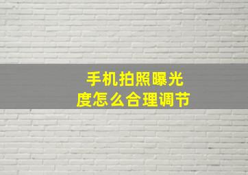 手机拍照曝光度怎么合理调节