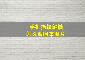 手机指纹解锁怎么调回来图片