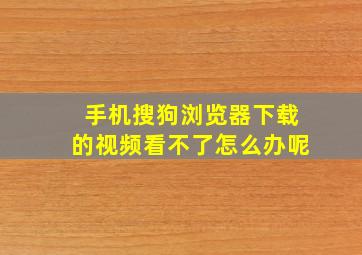 手机搜狗浏览器下载的视频看不了怎么办呢