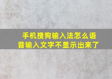 手机搜狗输入法怎么语音输入文字不显示出来了