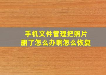 手机文件管理把照片删了怎么办啊怎么恢复