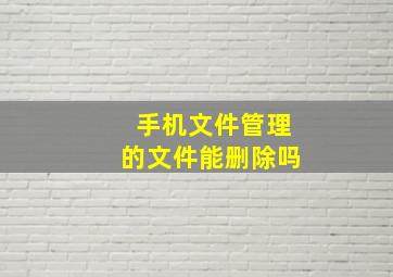 手机文件管理的文件能删除吗