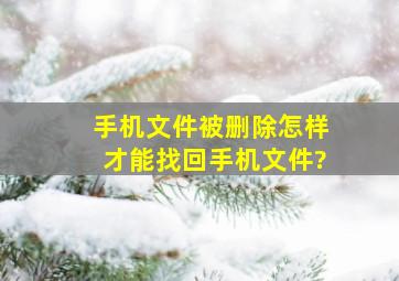 手机文件被删除怎样才能找回手机文件?