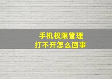 手机权限管理打不开怎么回事