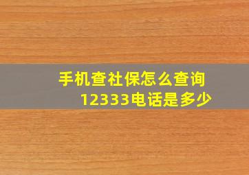 手机查社保怎么查询12333电话是多少