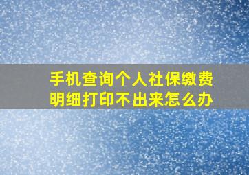 手机查询个人社保缴费明细打印不出来怎么办