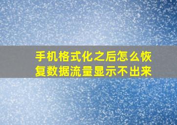 手机格式化之后怎么恢复数据流量显示不出来