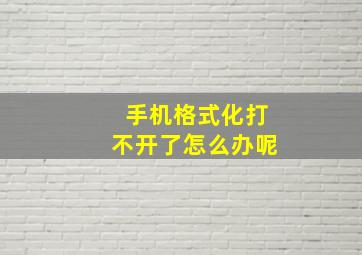 手机格式化打不开了怎么办呢